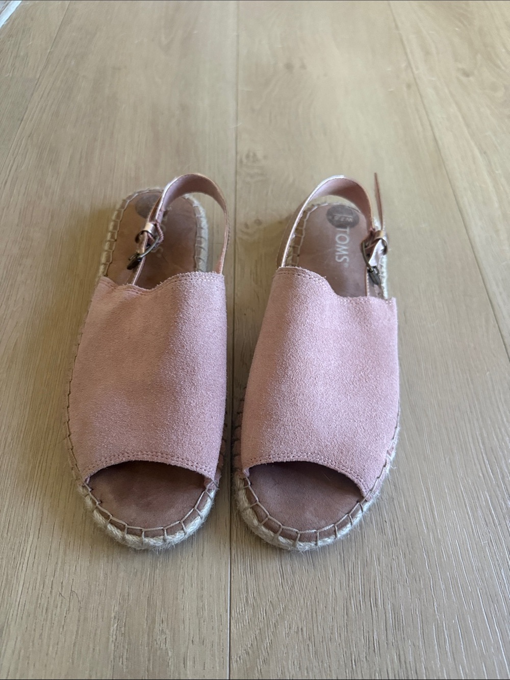 Toms Blush Suede Open-Toe Espadrille Slingbacks